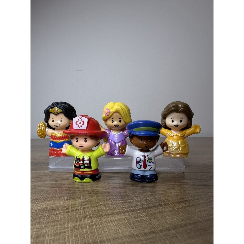 Fisher Price Little People Lot Belle Firefighter Wonder Woman Pilot Rapunzel